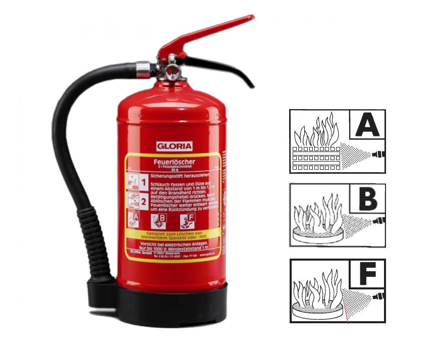 Vet brandblusser klasse F 3 liter Gloria W3DFC - DKMTools - Brandblussers IMPA 331001