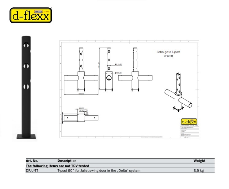 T-staander voor de JULIET deur in het ECHO systeem | DKMTools - DKM Tools