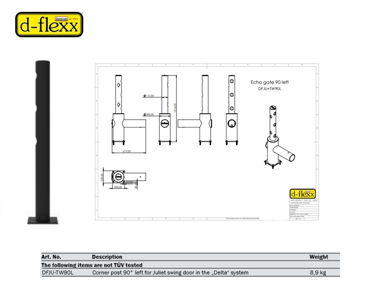 Hoek-staander links voor JULIET deur in het ECHO systeem | DKMTools - DKM Tools