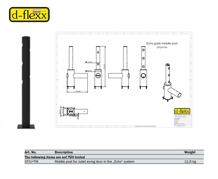 Midden-staander voor de JULIET deur in het DELTA systeem | DKMTools - DKM Tools