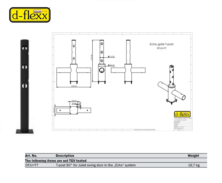 T-staander voor de JULIET deur in het DELTA systeem | DKMTools - DKM Tools