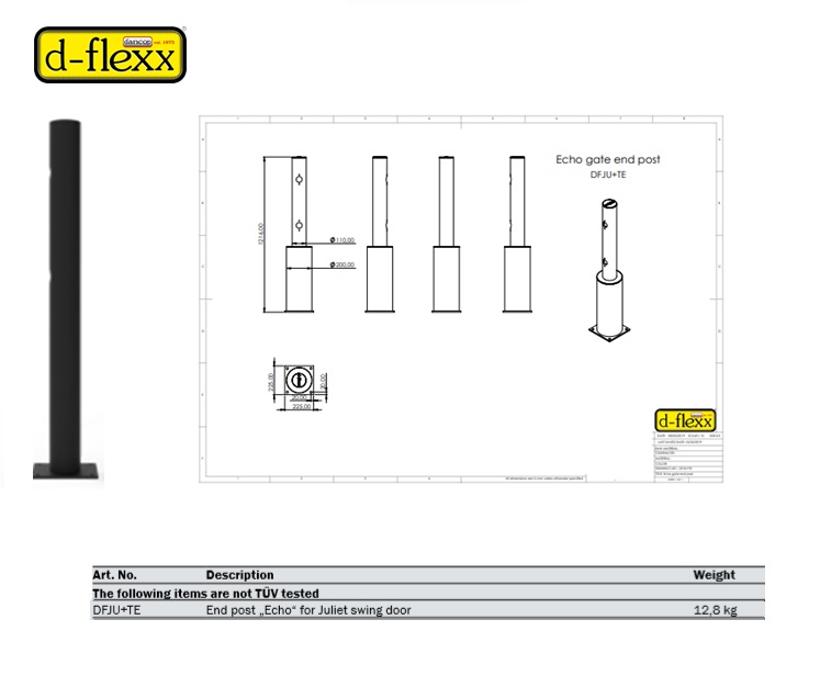 Echo-end post for Juliet swing door