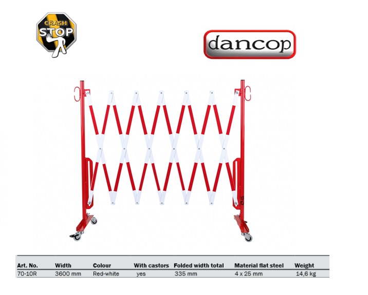 Harmonicahek 3,6 m Rood/Wit met wielen / paal Ø 60 | DKMTools - DKM Tools