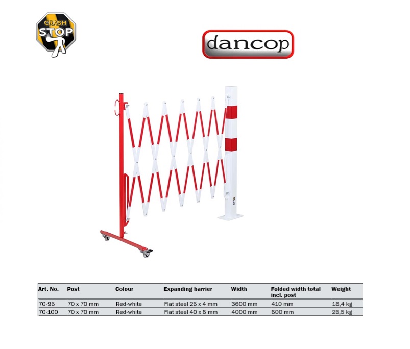 Harmonicahek 4,0 m Rood/Wit met wielen /muurmontage | DKMTools - DKM Tools