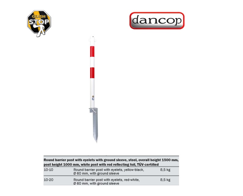 Afzetpaal met ogen en Grond pin Geel/Zwart Ø 60 mm | DKMTools - DKM Tools