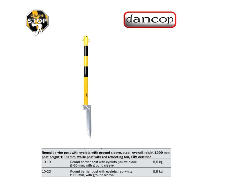 Afzetpaal met ogen en mobiele voet Geel/Zwart Ø 60 mm | DKMTools - DKM Tools