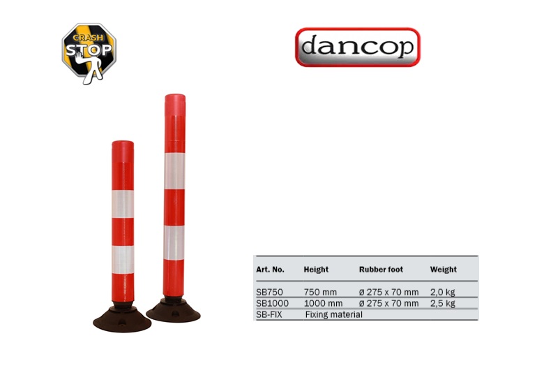 Flexibele parkeerpaal Geel-Zwart 1000 mm