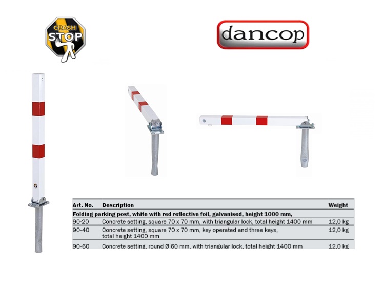 Parkeerpaal betonverankering 70 x 70 mm met sleutelbediening | DKMTools - DKM Tools