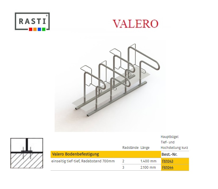 Fietsenrek Bodembevestiging laag-laag 1400mm 2 plaatsen | DKMTools - DKM Tools