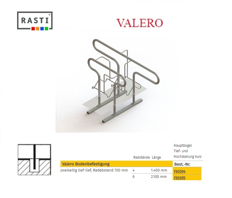 Fietsenrek Grond Bevestiging eenzijdig hoog-laag 500mm enkelhoog | DKMTools - DKM Tools