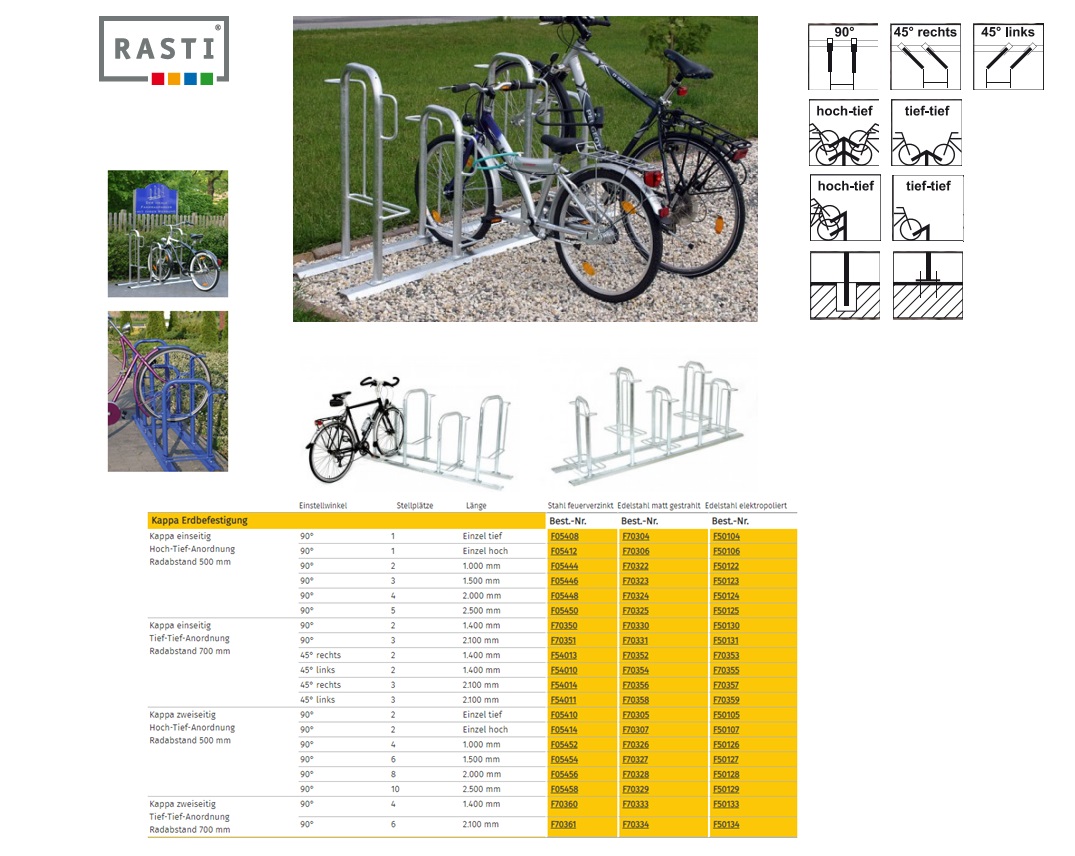 Fietsenrek Kappa aarde montage enkel diep thermisch verzinkt staal