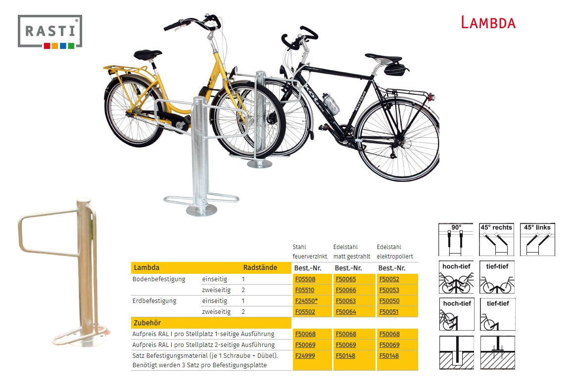 Fietsenrek LAMBDA vloermontage Dubbel zijdig thermisch verzinkt staal | DKMTools - DKM Tools