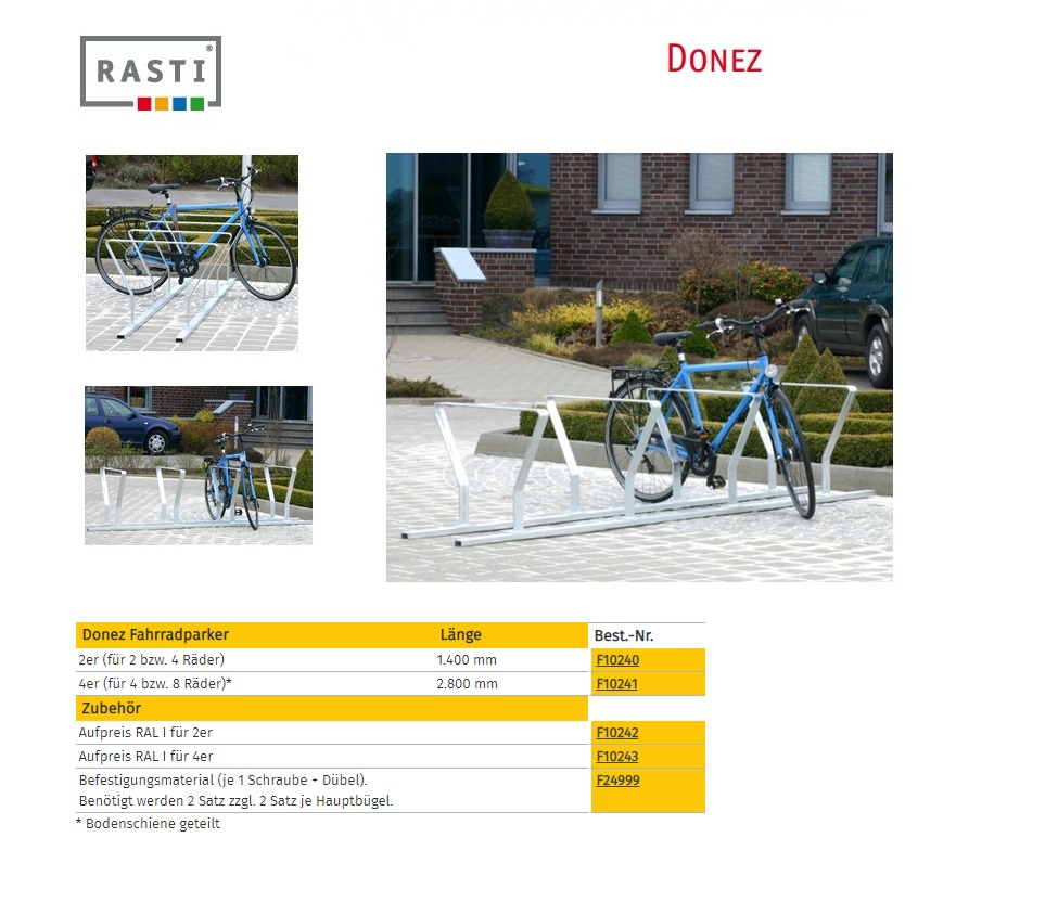 Fietsenrek DONEZ 1.400 mm 2er (voor 2 of 4 fietsen)