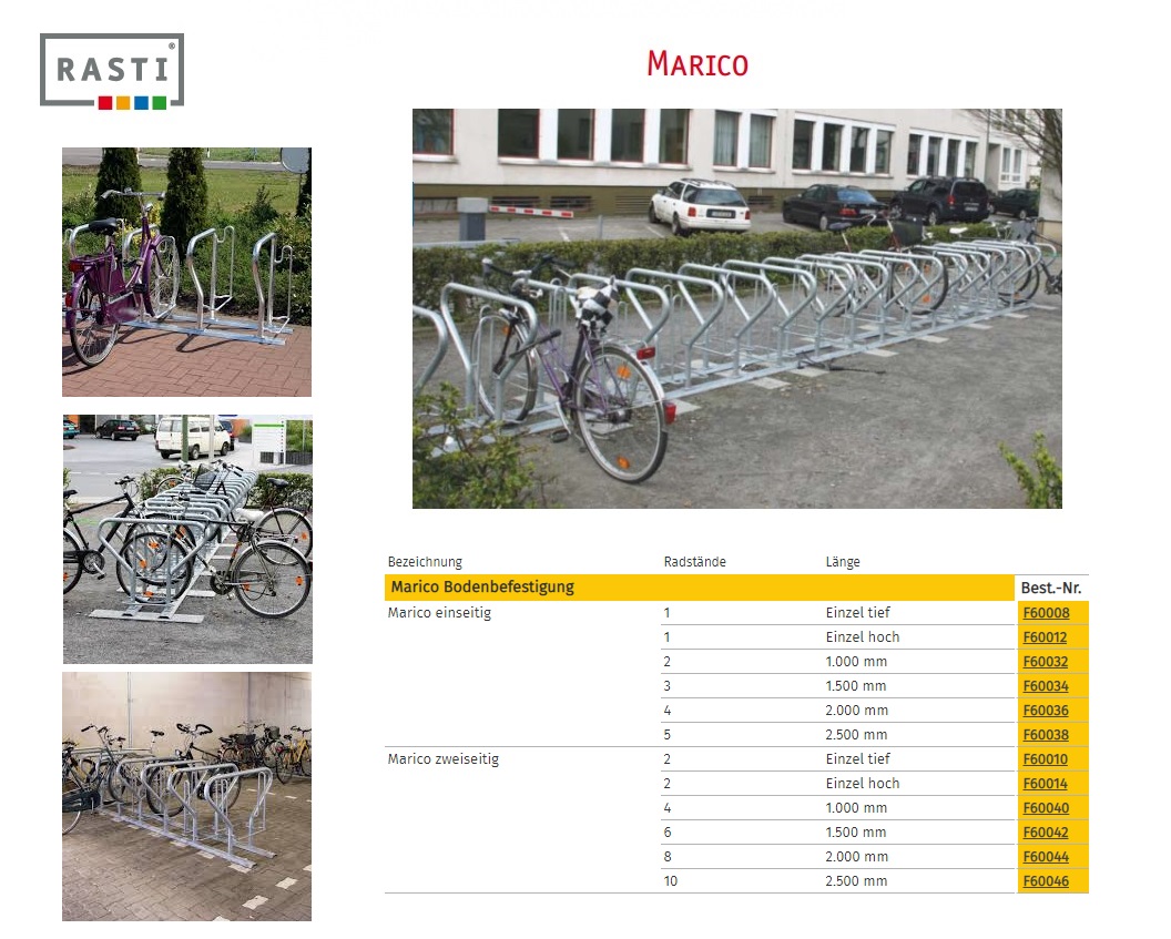 Fietsenrek MARICO vloermontage enkel diep thermisch verzinkt staal