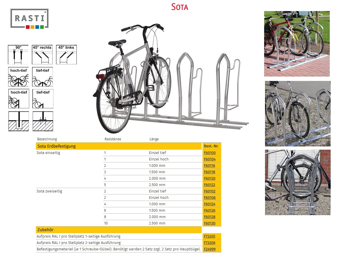 Fietsenrek SOTA aarde montage enkel diep thermisch verzinkt staal