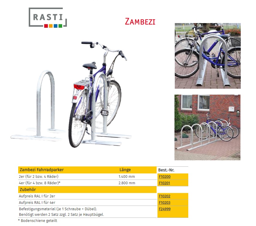 Fietsstaander ZAMBEZI 1.400 mm 2er (voor 2 of 4 fietsen)