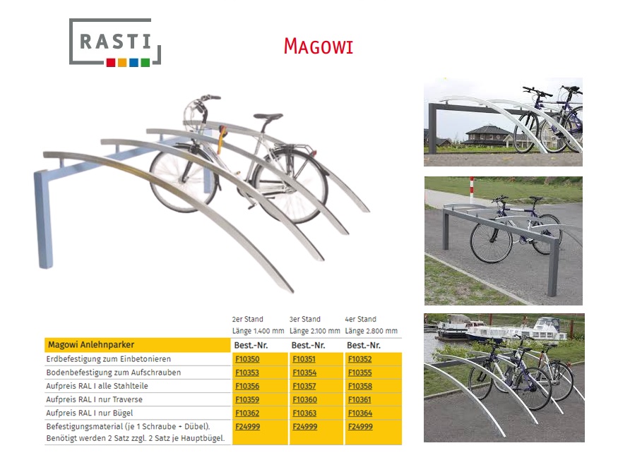 Fietsstaander MAGOWI 2 staanders grondbevestiging voor storten in beton