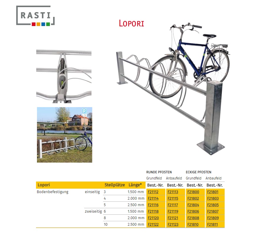 Fietsparkeersysteem ATEMPA aanbouw eenzijdig 90° 2000 mm vloerbevestiging | DKMTools - DKM Tools