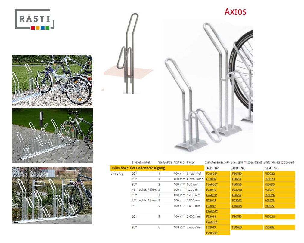 Fietsenrek AXIOS 90° enkel Diep Verzinkt