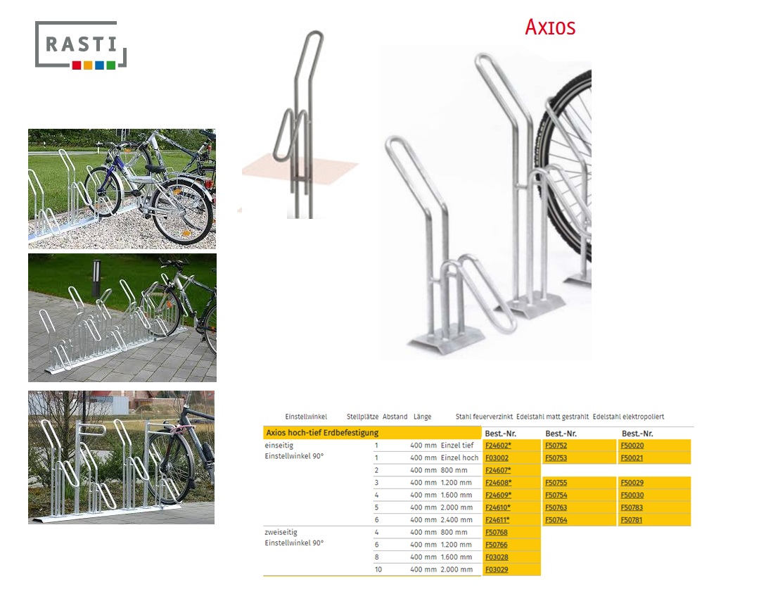 Fietsenrek AXIOS 90° enkel Diep Verzinkt