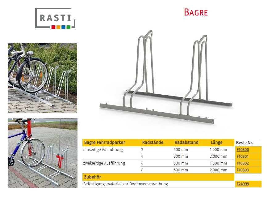 Fietsenrek BAGRE eenzijdig 1.000 mm