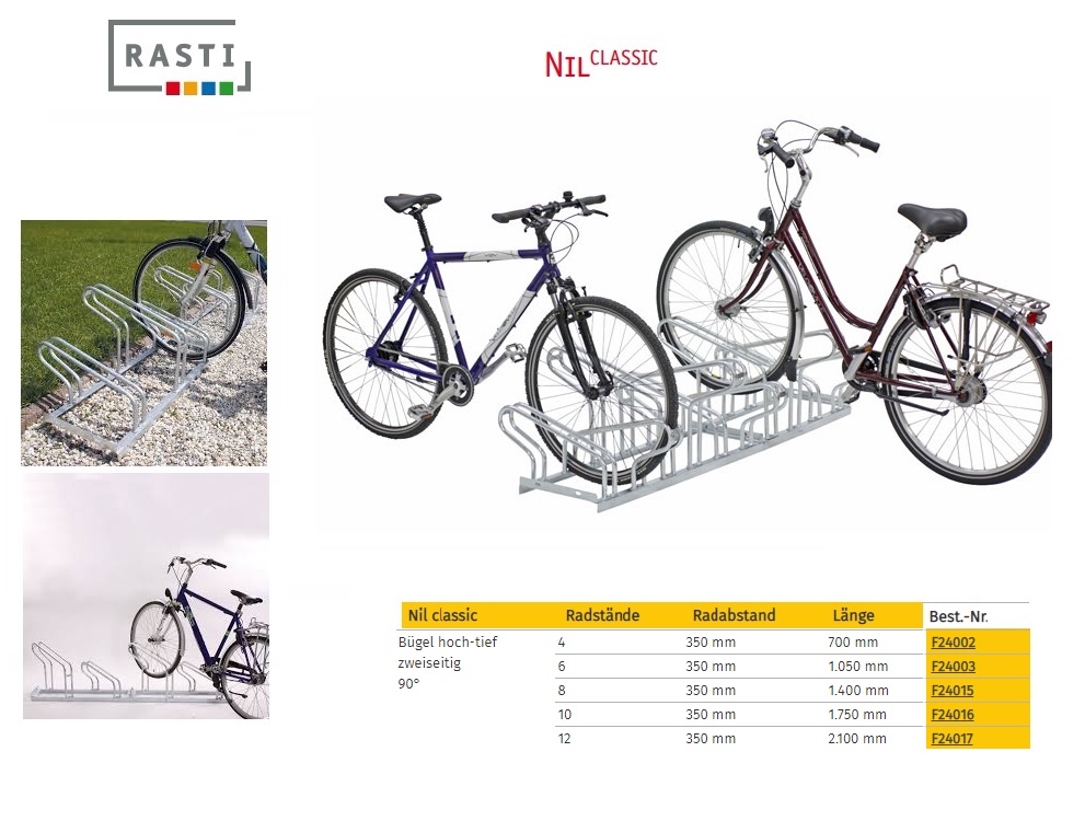 Fietsenrek NIL-Classic 90° Dubbelzijdig Hoog-Diep 700 mm