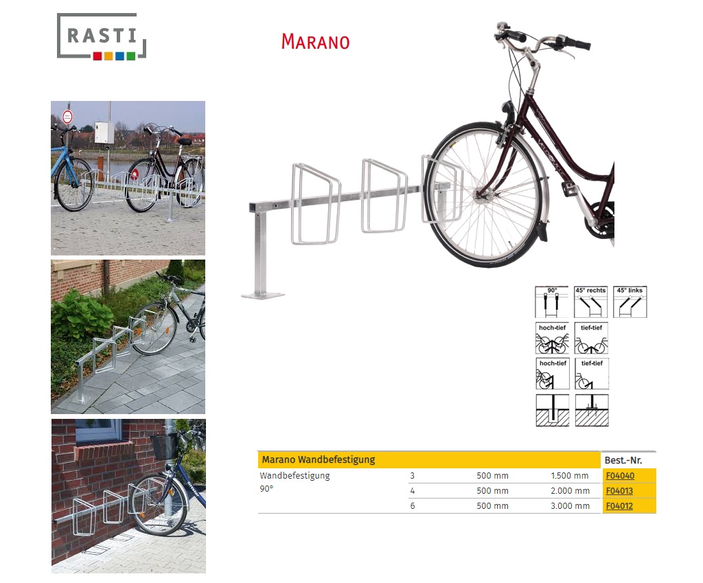 Fietsenrek MARANO 90° Dubbelzijdig 1.500 mm vloerbevestiging | DKMTools - DKM Tools