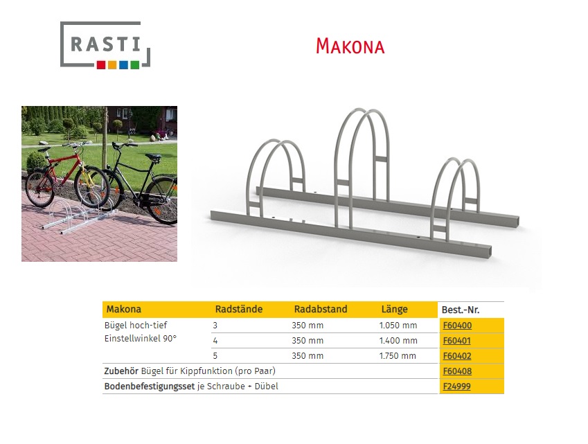 Fietsenrek MAKONA 90° Hoog-Diep 1.050 mm