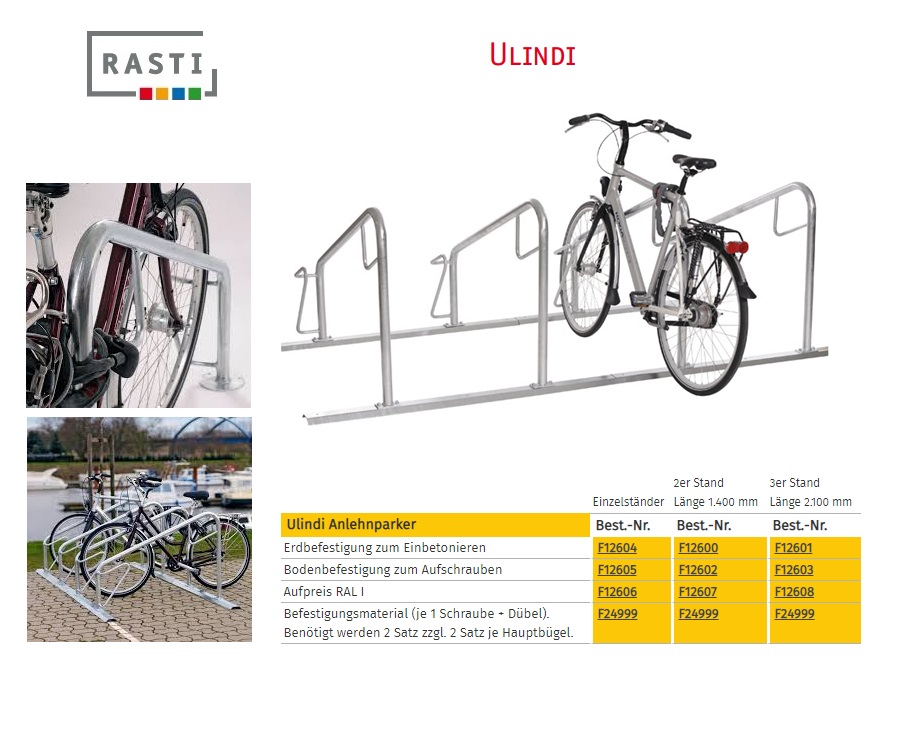 Fietsenrek ULINDI 1 staander grondbevestiging