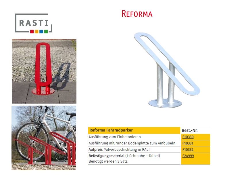 Enkele fietsparker REFORMA grondbevestiging