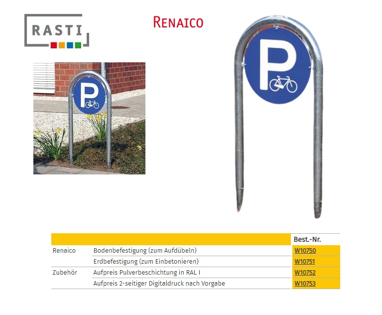 Parkeerbord RENAICO vloerbevestiging