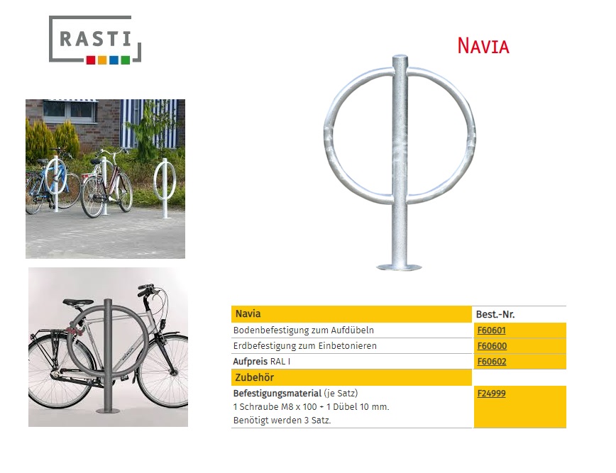 Fietsrek beugel NAVIA vloerbevestiging