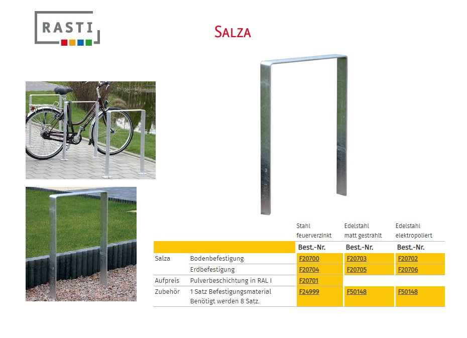 Fietsrek beugel SALZA Verzinkt vloerbevestiging