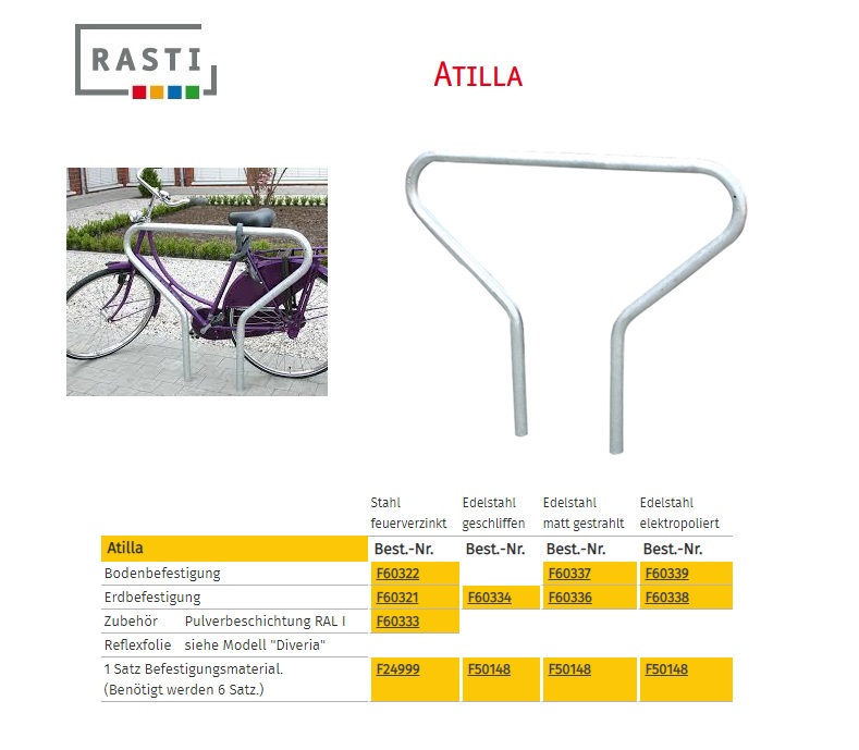 Fietsrek beugel ATILLA Vloerbevestiging Verzinkt