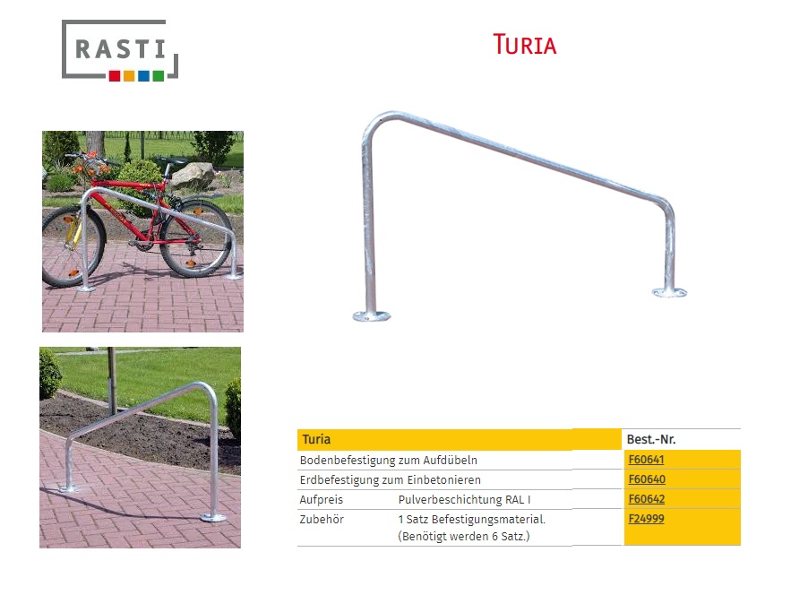 Fietsrek beugel TURIA Vloerbevestiging