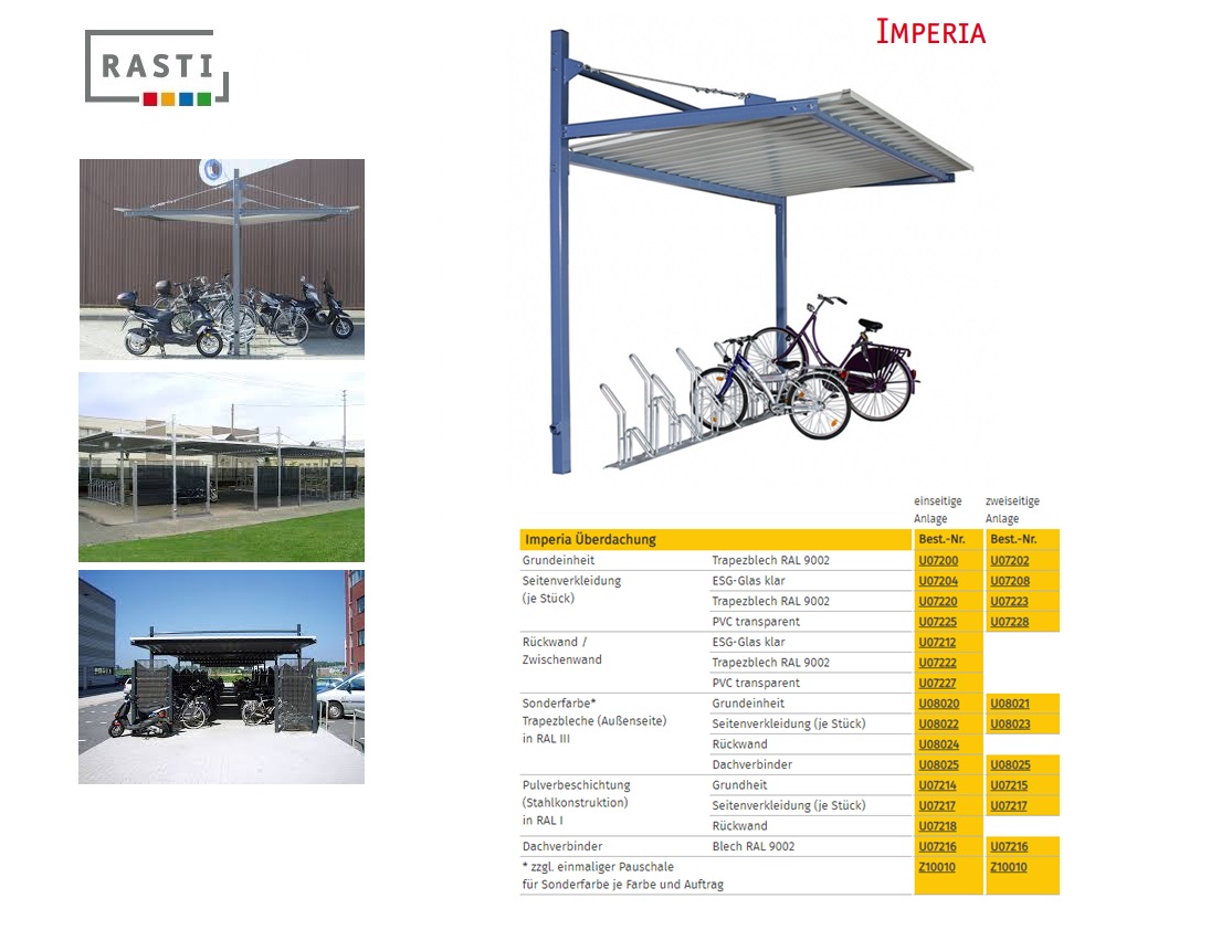 Fietsenstalling IMPERIA Basisconstructie RAL 9002