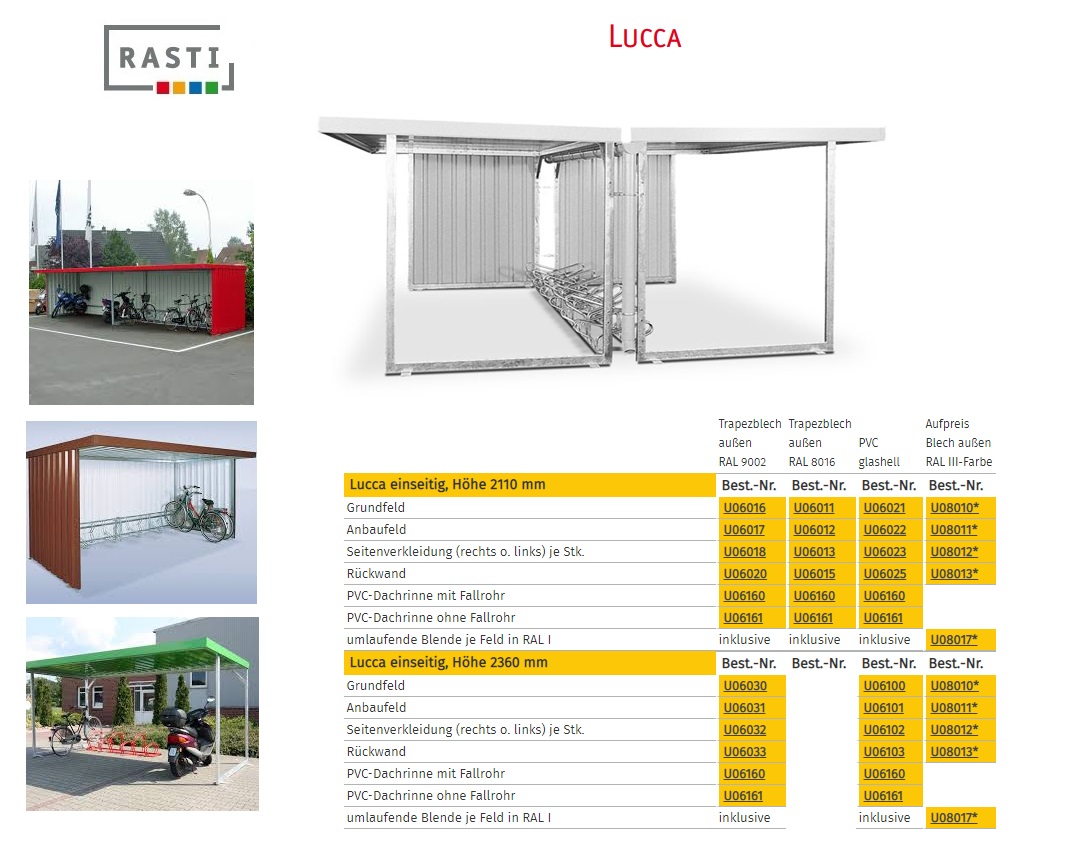 Fietsenstalling LUCCA Basisconstructie Trapeziumplaat RAL 9002