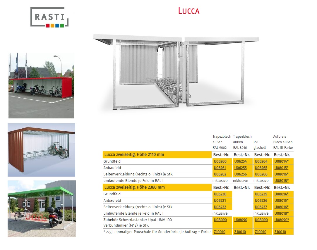 Fietsenstalling LUCCA Basisconstructie Trapeziumplaat RAL 9002 | DKMTools - DKM Tools