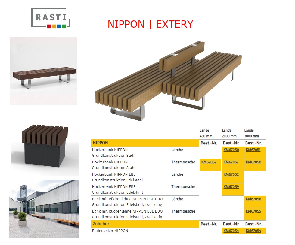 Krukbank NIPPON basisstructuur Staal lariks 2000 mm