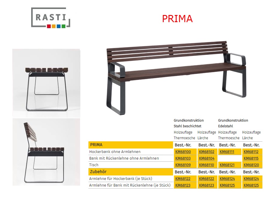 Bank zonder armleuningen, basisstructuur, gecoat staal Thermo essenhouten overlay