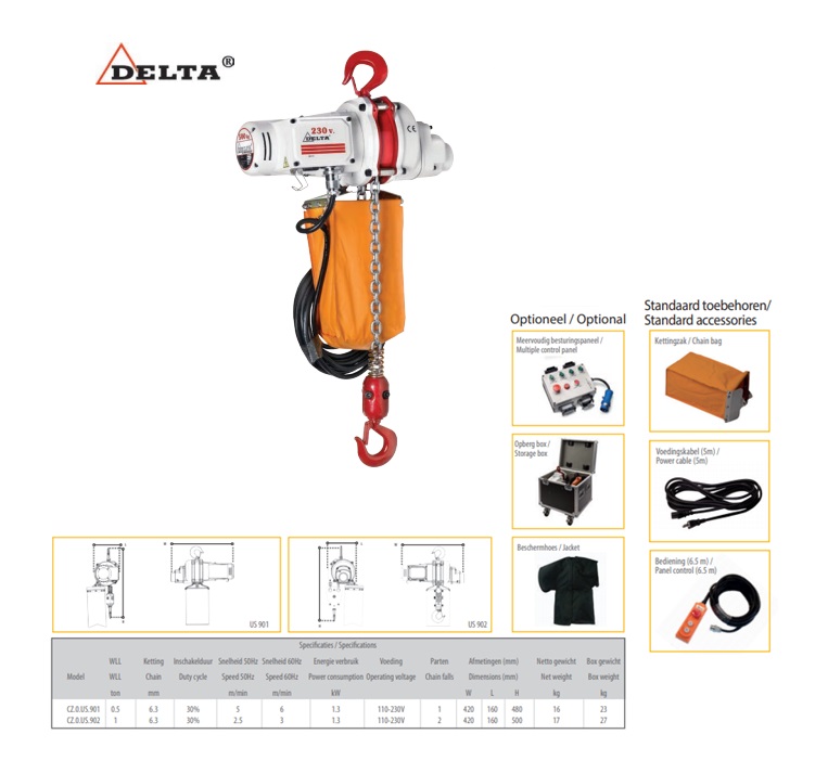 Karweitakels US type 1000kg-6mtr 110-230V | DKMTools - DKM Tools