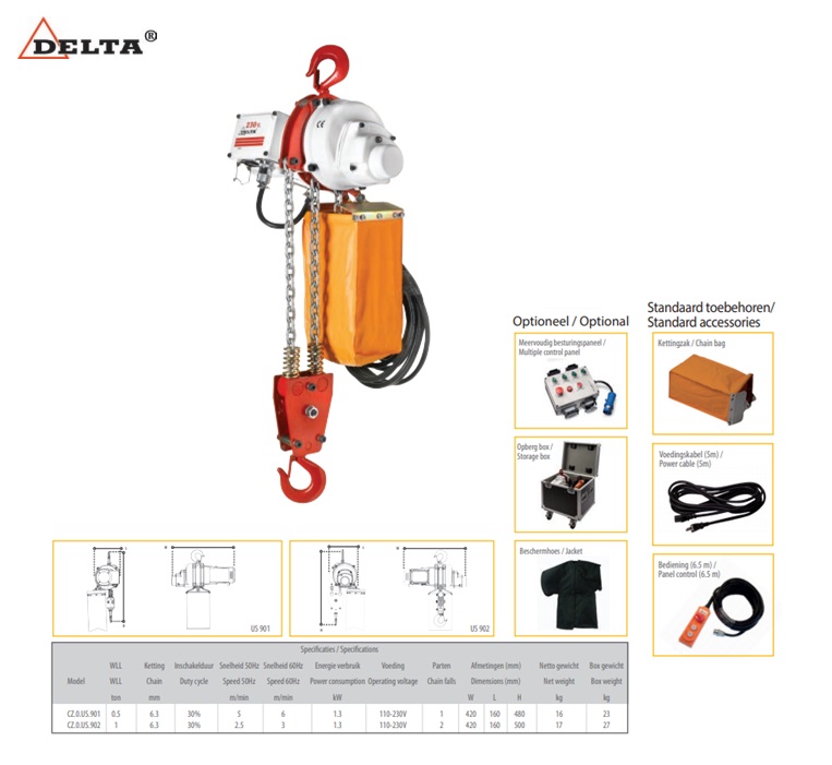 Karweitakels US type 500kg-3mtr 110-230V | DKMTools - DKM Tools