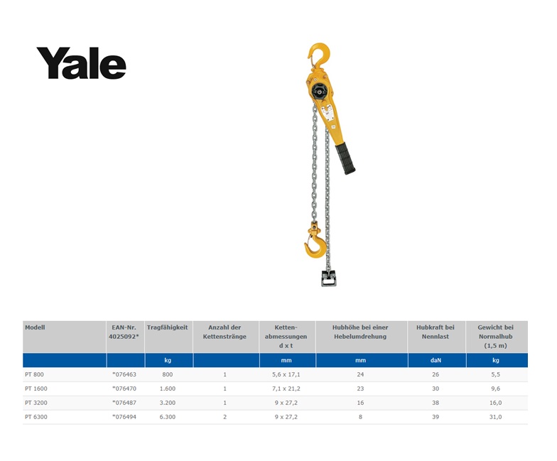 Yale PT Rateltakel 800kg slipkoppeling | DKMTools - DKM Tools