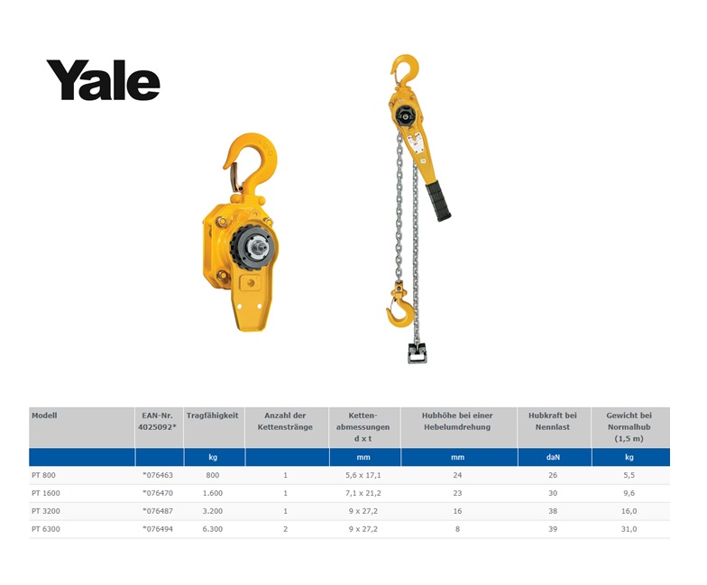 Yale PT Rateltakel 800kg slipkoppeling
