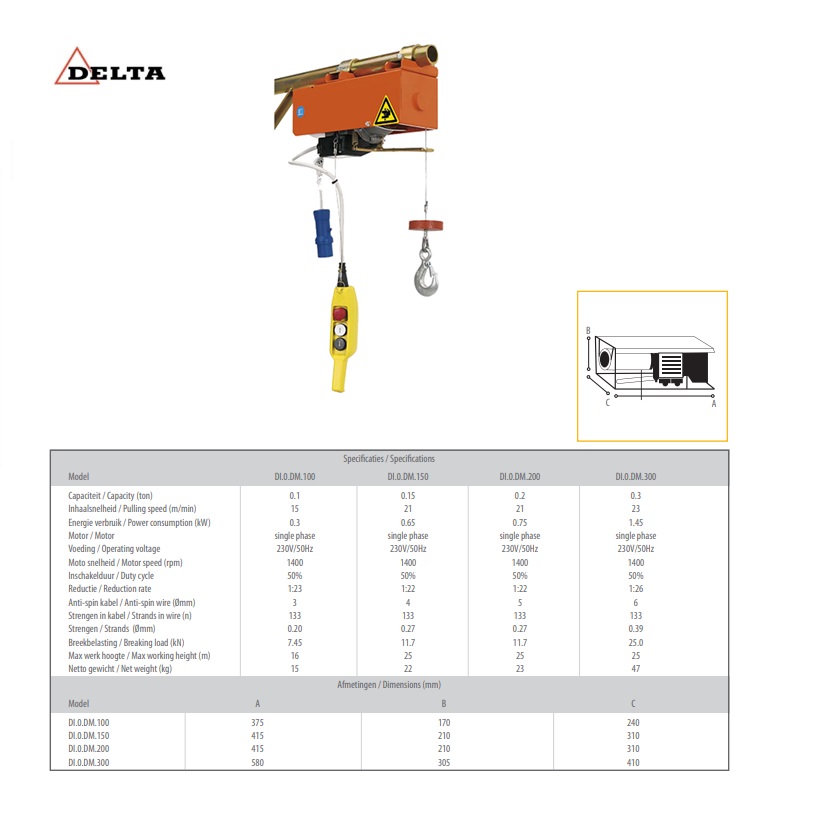 Electrische staaldraadlieren 230 volt DM 300 kg | DKMTools - DKM Tools