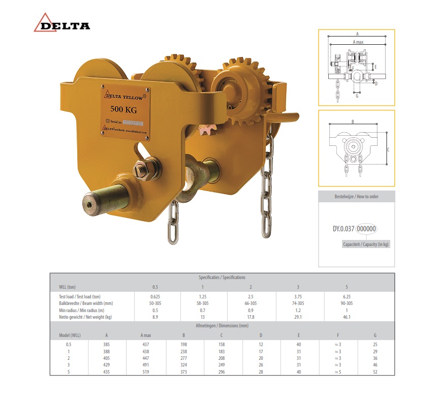 Kettingloopkat 1000kg 58-305mm | DKMTools - DKM Tools