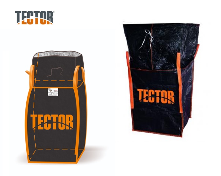 BIG BAG zwart met schort - 90 x 90 x 110 cm 1000 kg