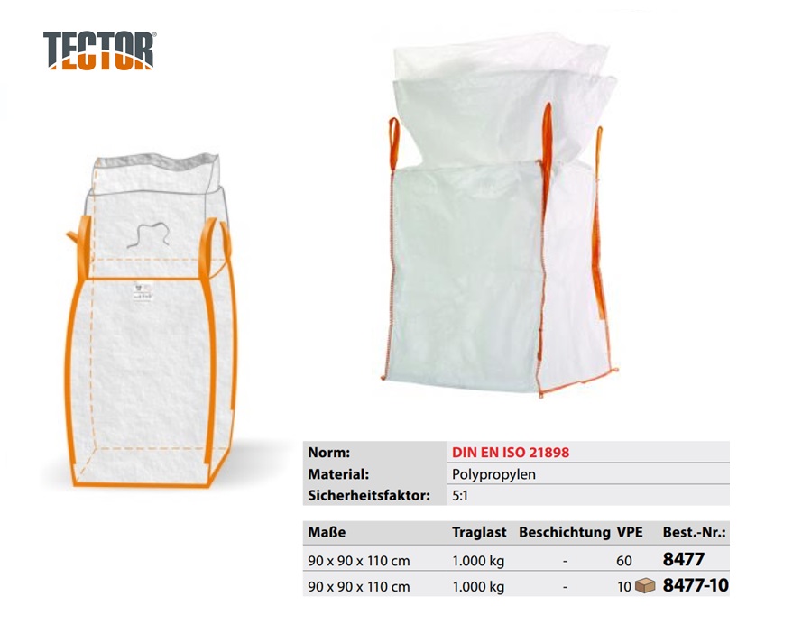 Big bag met vulschort en liner 90 x 90 x 110 cm