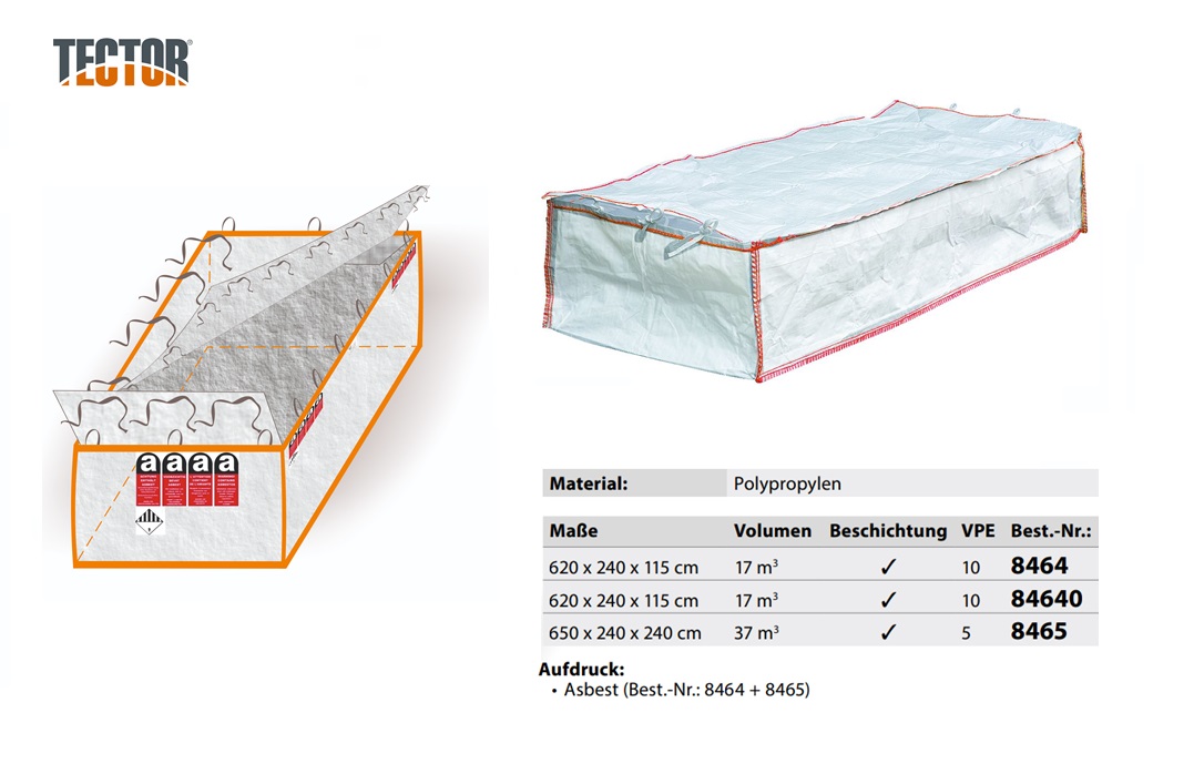 Big Bag Containerzak 620 x 240 x 115 cm 17 m3 Asbest