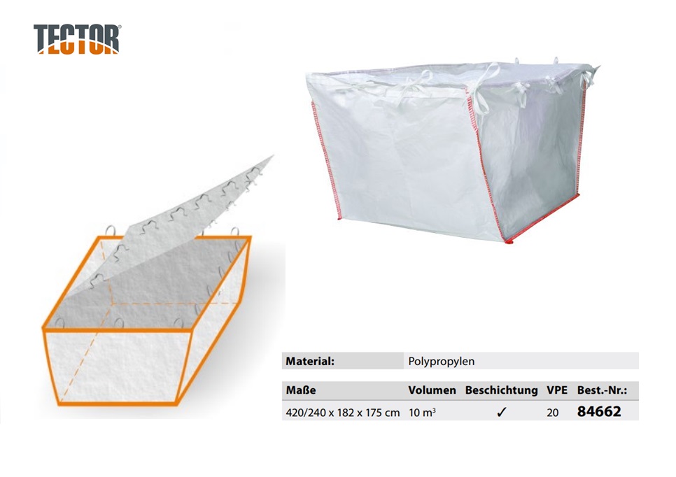 Containerbag voor bak 420/240 x 182 x 175 cm 10 m3